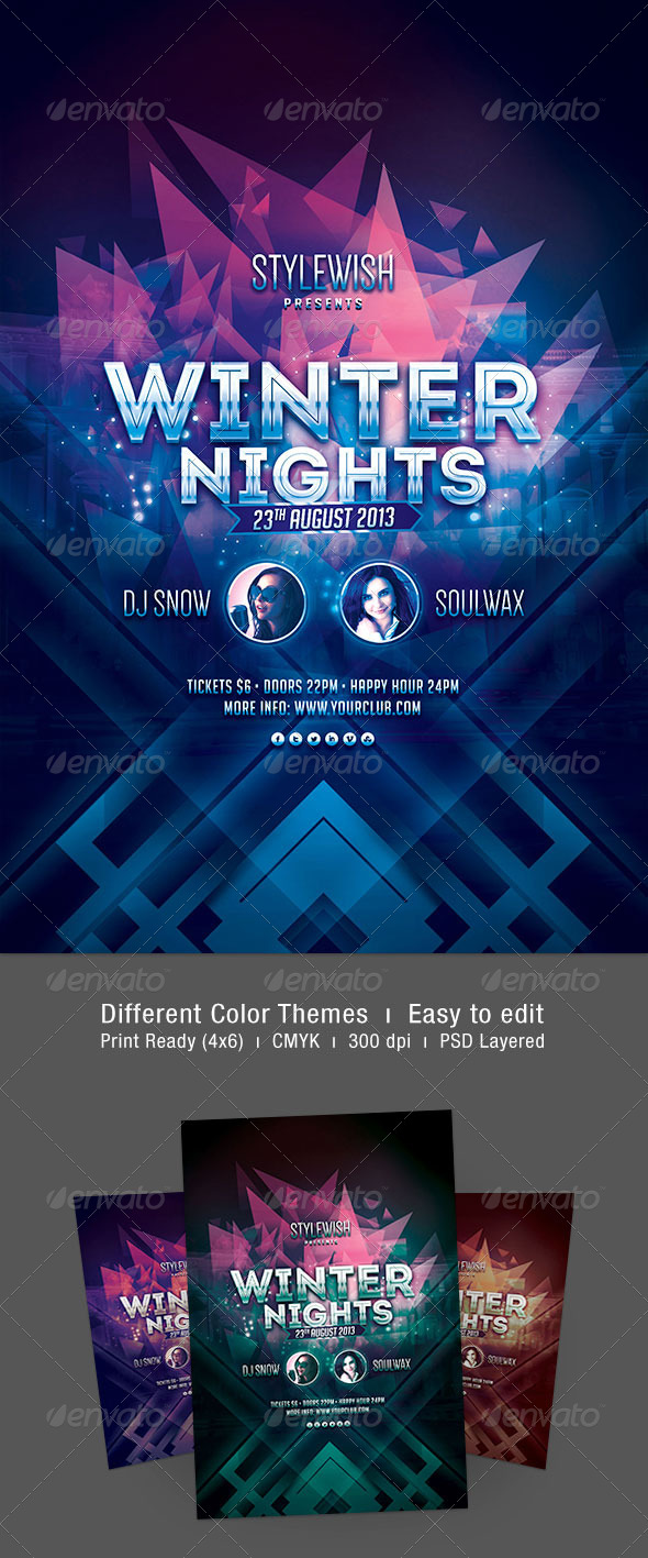 Winter Nights Flyer - Clubs & Parties Events