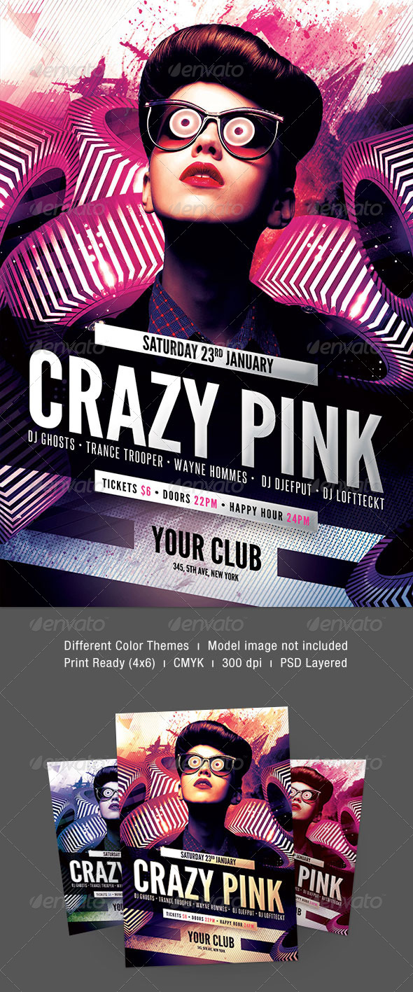 Crazy Pink Flyer - Clubs & Parties Events