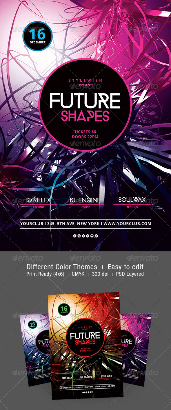 Future Shapes Flyer - Clubs & Parties Events