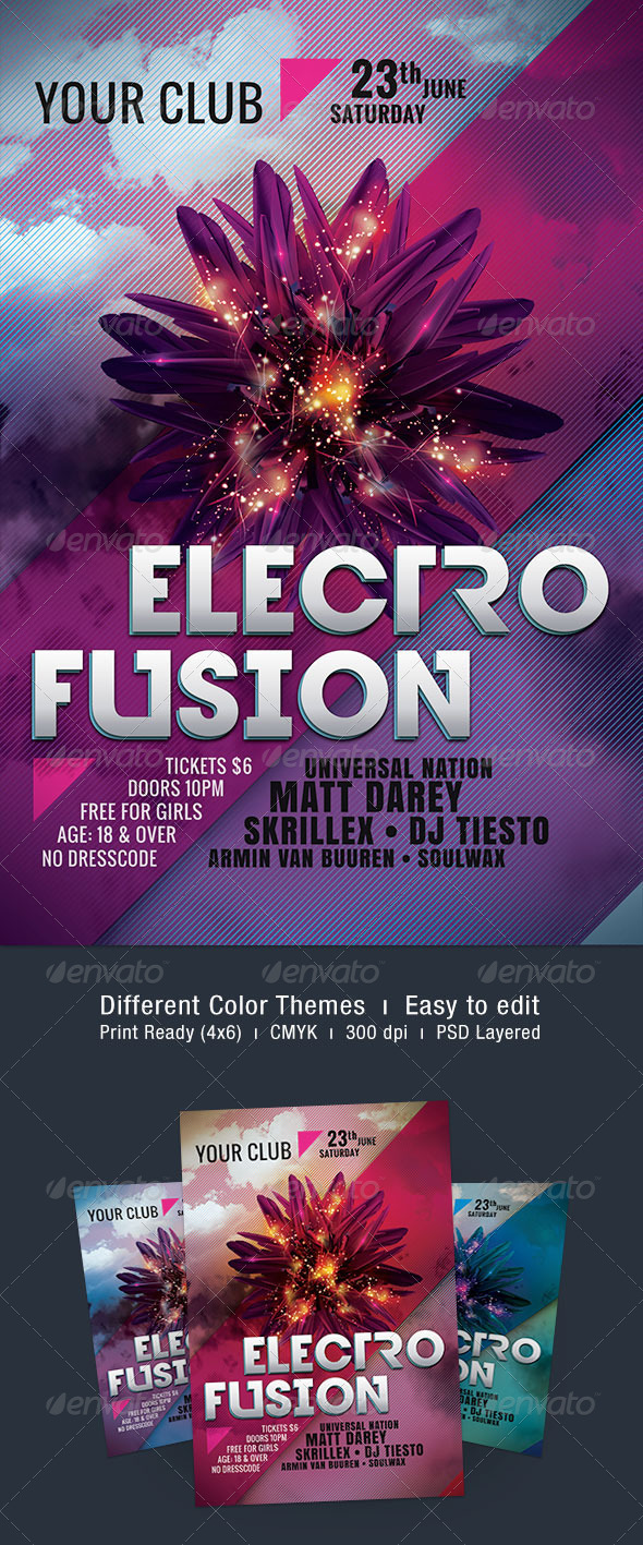 Electro Fusion Flyer - Clubs & Parties Events