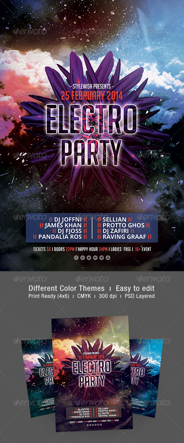 Electro Party Flyer - Clubs & Parties Events