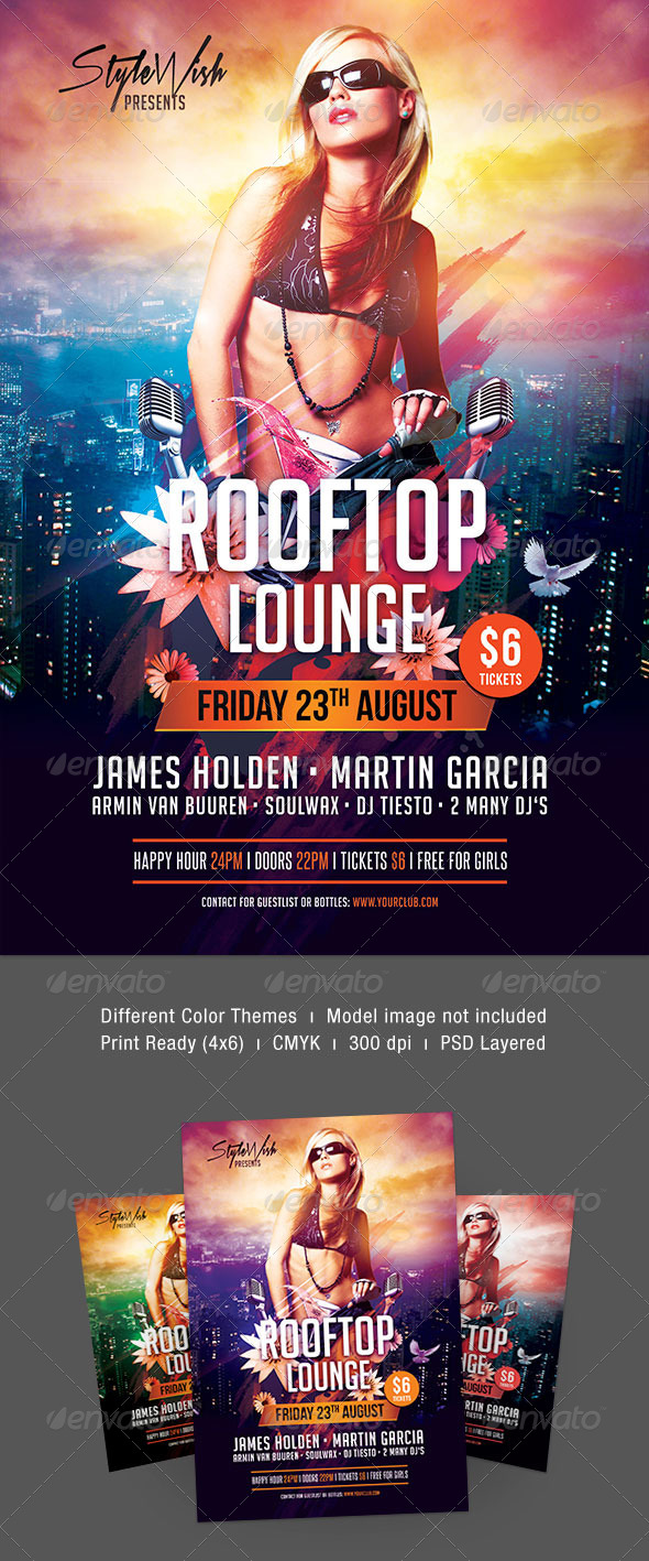 Rooftop Lounge Flyer - Clubs & Parties Events