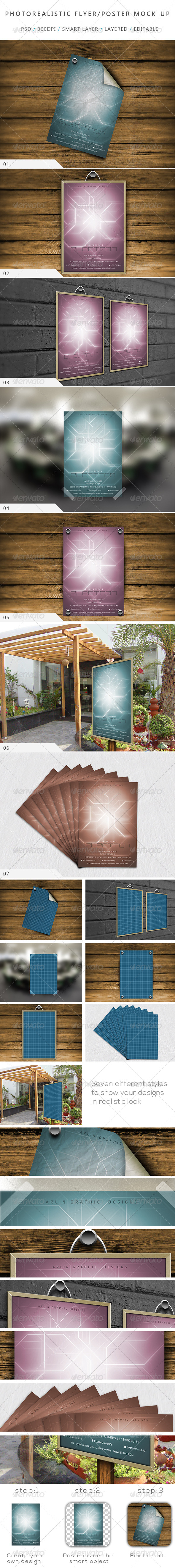 Photorealistic Flyer Poster Mock-up-V 01 Photorealistic Flyer Poster Mock-up-V 01