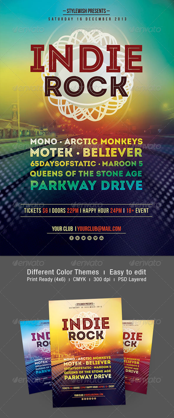 Indie Rock Flyer - Concerts Events