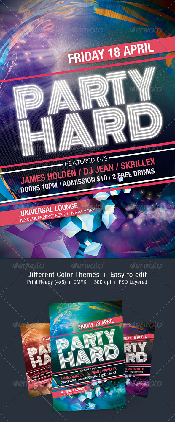 Party Hard Flyer - Clubs & Parties Events