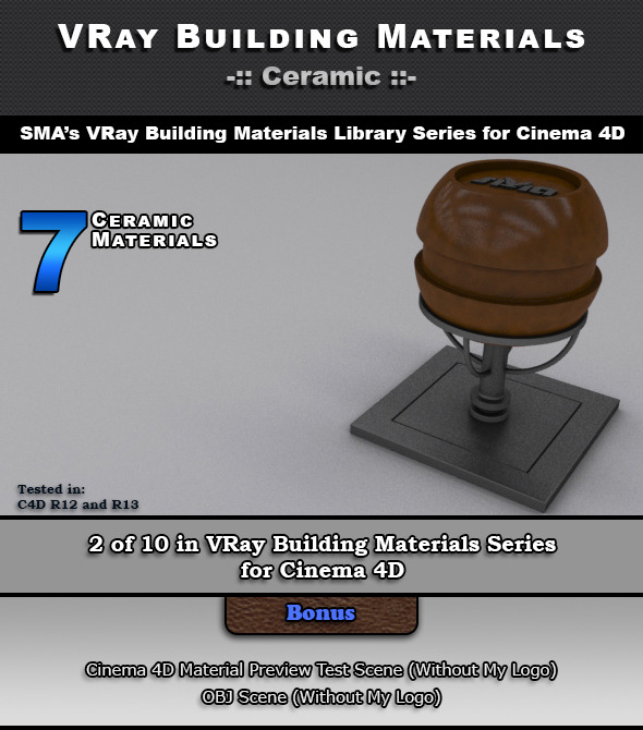 7 VRay Ceramic Materials for Cinema 4D - 3DOcean Item for Sale