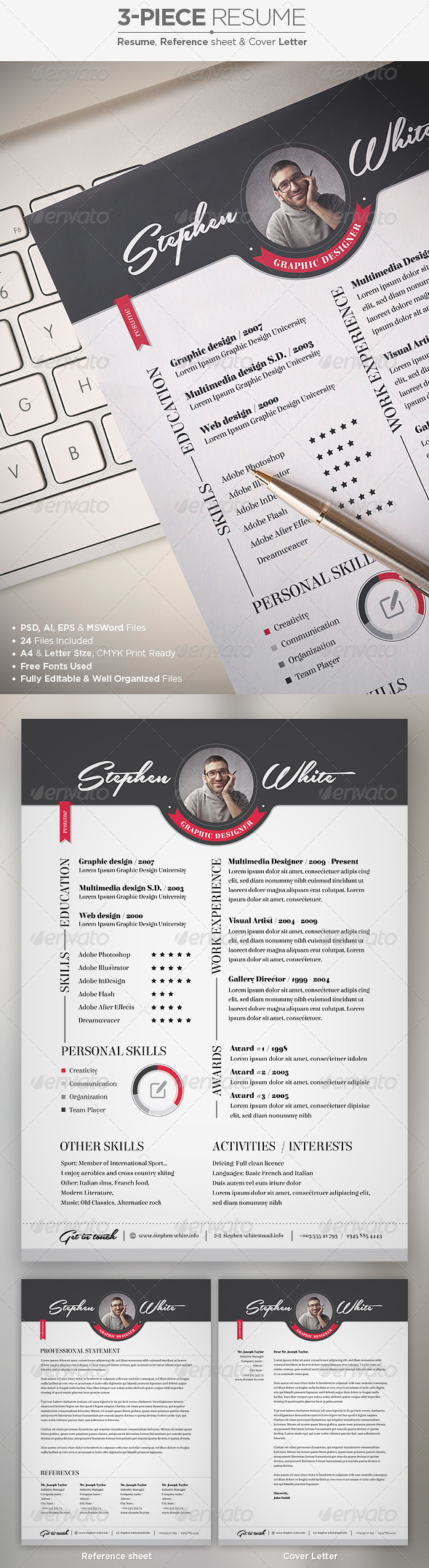 3-Piece Resume / CV Set