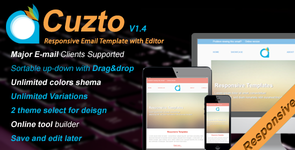 Cuzto-Responsive Email Template with Editor v1.4