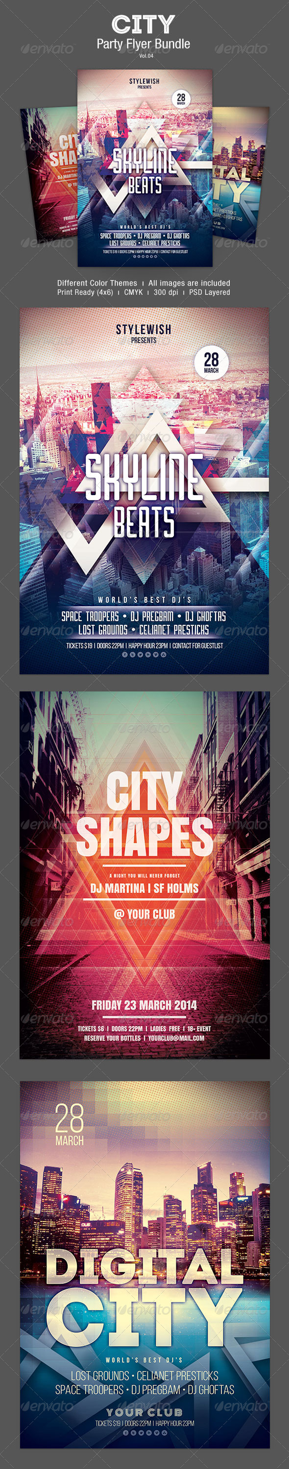 City Party Flyer Bundle Vol.04 - Clubs & Parties Events