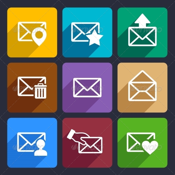 Mail Flat Icons Set 48 Mail Flat Icons Set 48