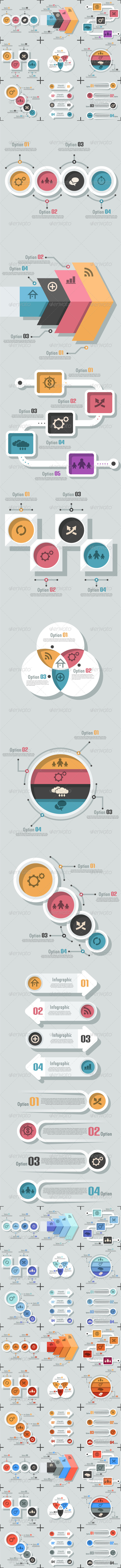 Set Of 9 Flat Infographic Options Templates Set Of 9 Flat Infographic Options Templates