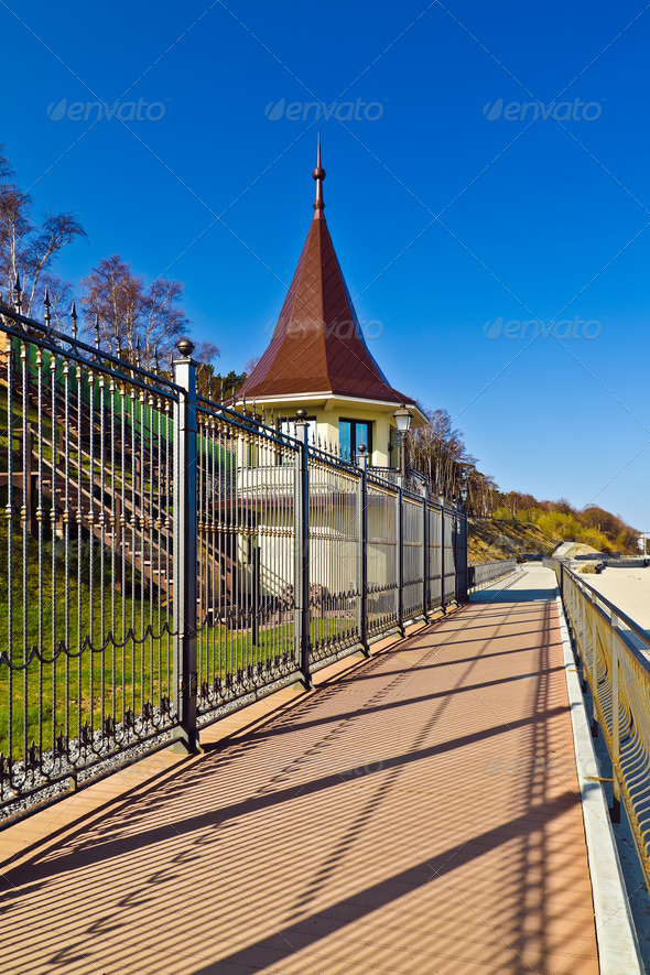 Promenade Along The State Residence. City Pionersky, Kaliningrad Region, Russia
