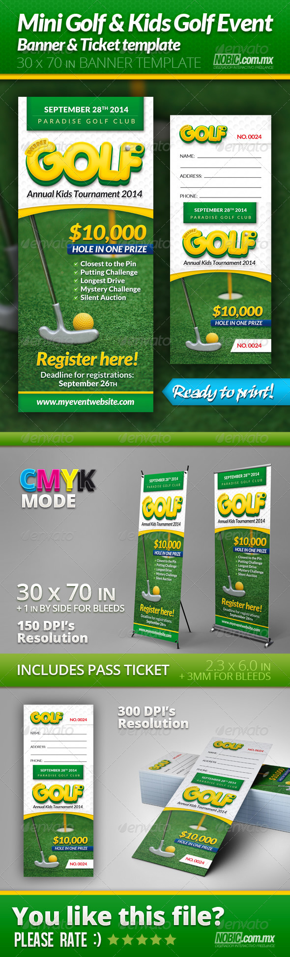 Mini Golf and Kids Golf Event Banner and Ticket Mini Golf and Kids Golf Event Banner and Ticket