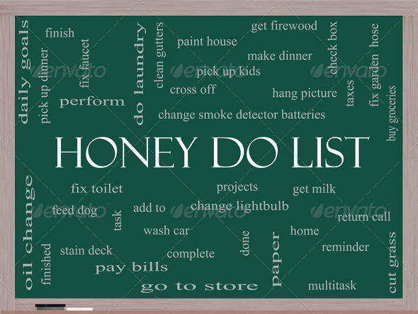 Honey Do List Word Cloud Concept on a Blackboard