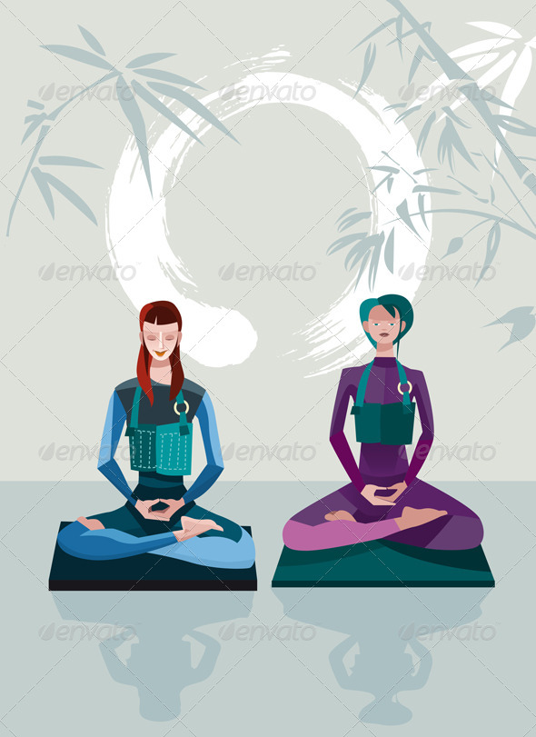 Two Women Meditating Two Women Meditating
