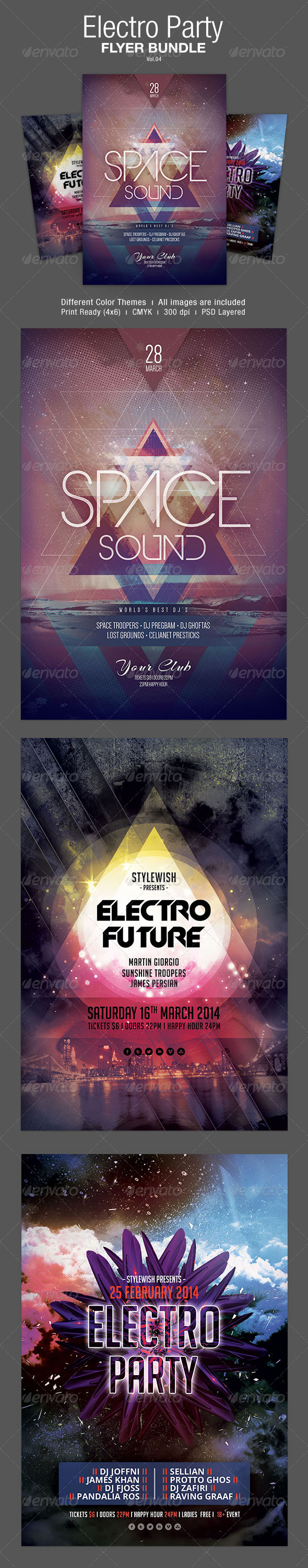 Electro Flyer Bundle Vol.04 - Clubs & Parties Events
