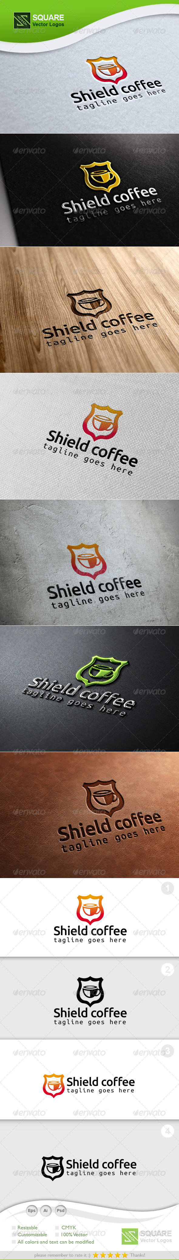 Shield Coffee Vector Logo Template Shield Coffee Vector Logo Template