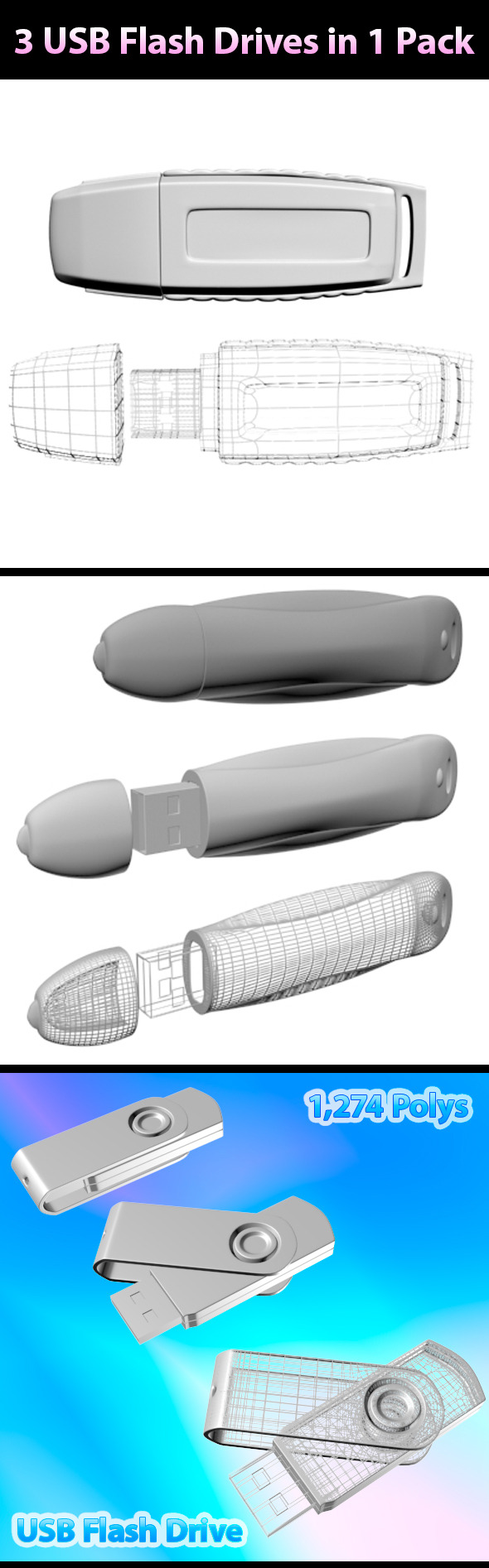 USB Flash Drives - Pack 01 - 3DOcean Item for Sale