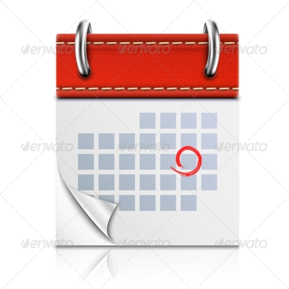 Realistic Isolated Red Calendar Icon.