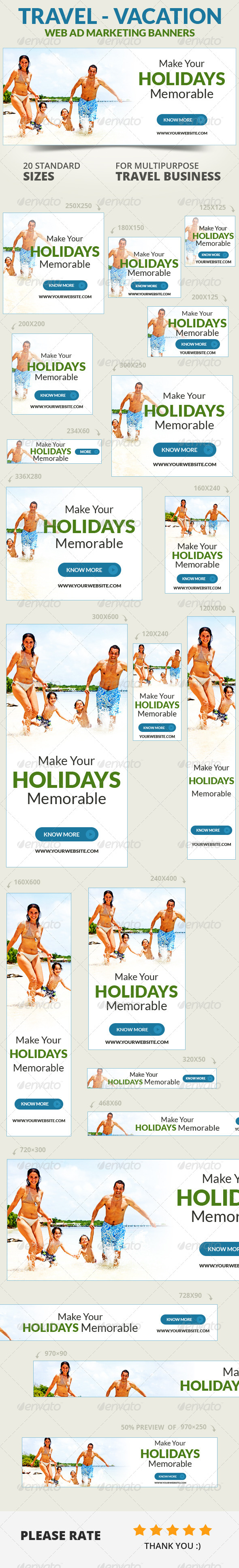 Travel Vacation Web Ad Marketing Banners Vol 2 Travel Vacation Web Ad Marketing Banners Vol 2
