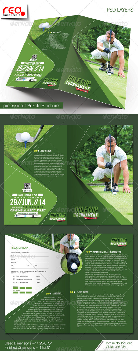 Golf Tournament Bi-fold Brochure Template Golf Tournament Bi-fold Brochure Template