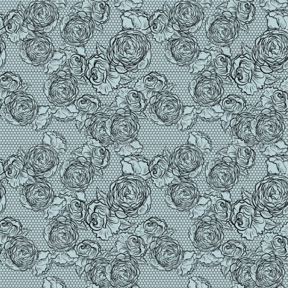 Vintage Monochrome Roses Pattern with Lace Vintage Monochrome Roses Pattern with Lace