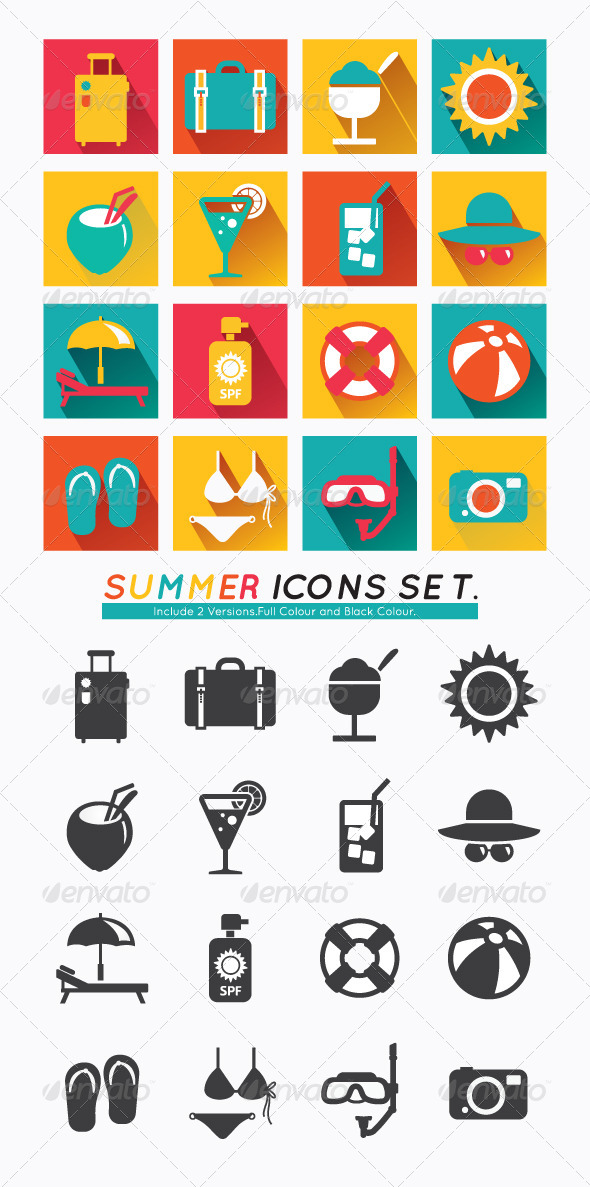 Summer Icons Set Modern Flat Icons Summer Icons Set Modern Flat Icons
