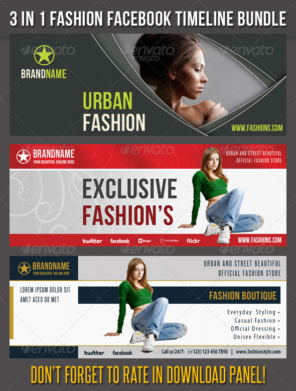 3 in 1 Fashion Facebook Timeline Bundle 01 3 in 1 Fashion Facebook Timeline Bundle 01