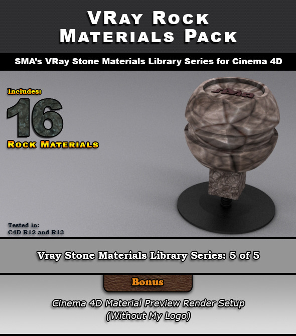 16 VRay Rock Materials for Cinema 4D - 3DOcean Item for Sale