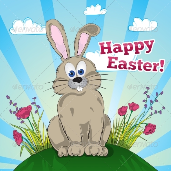 Greeting Easter Card with Bunny Greeting Easter Card with Bunny