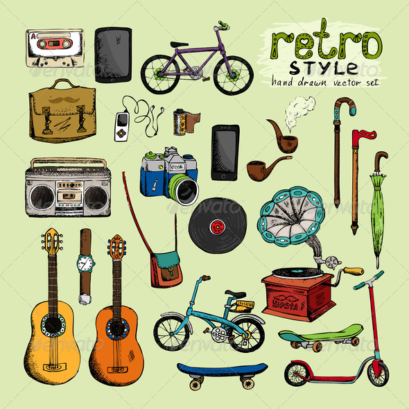 hipster retro style objects
