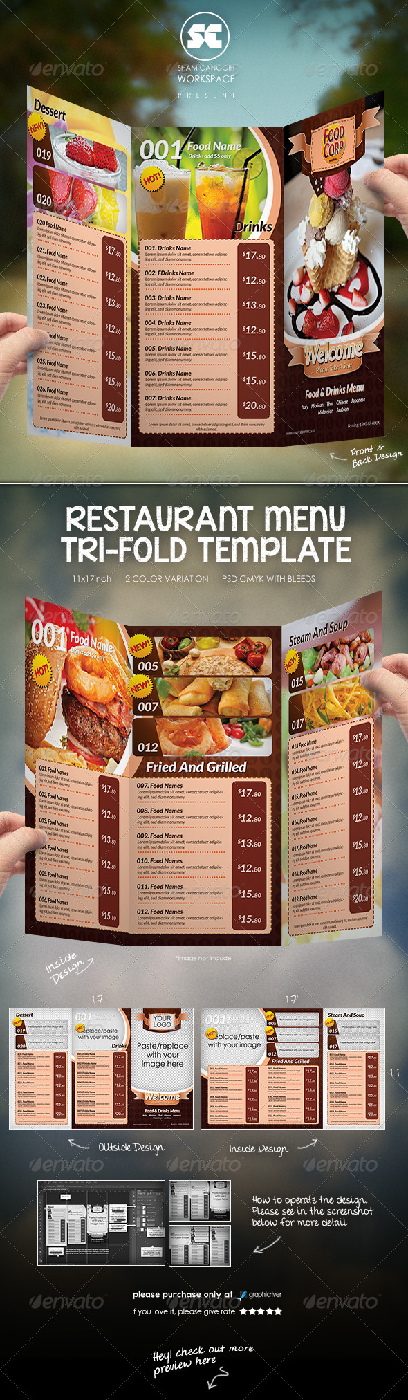 Tri-Fold Restaurant Menu Template Tri-Fold Restaurant Menu Template