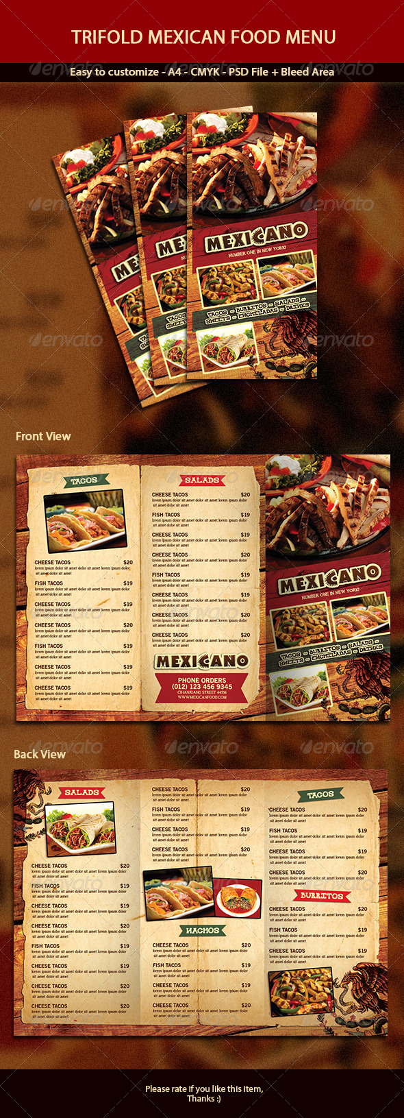 Trifold Mexican Menu | GraphicRiver