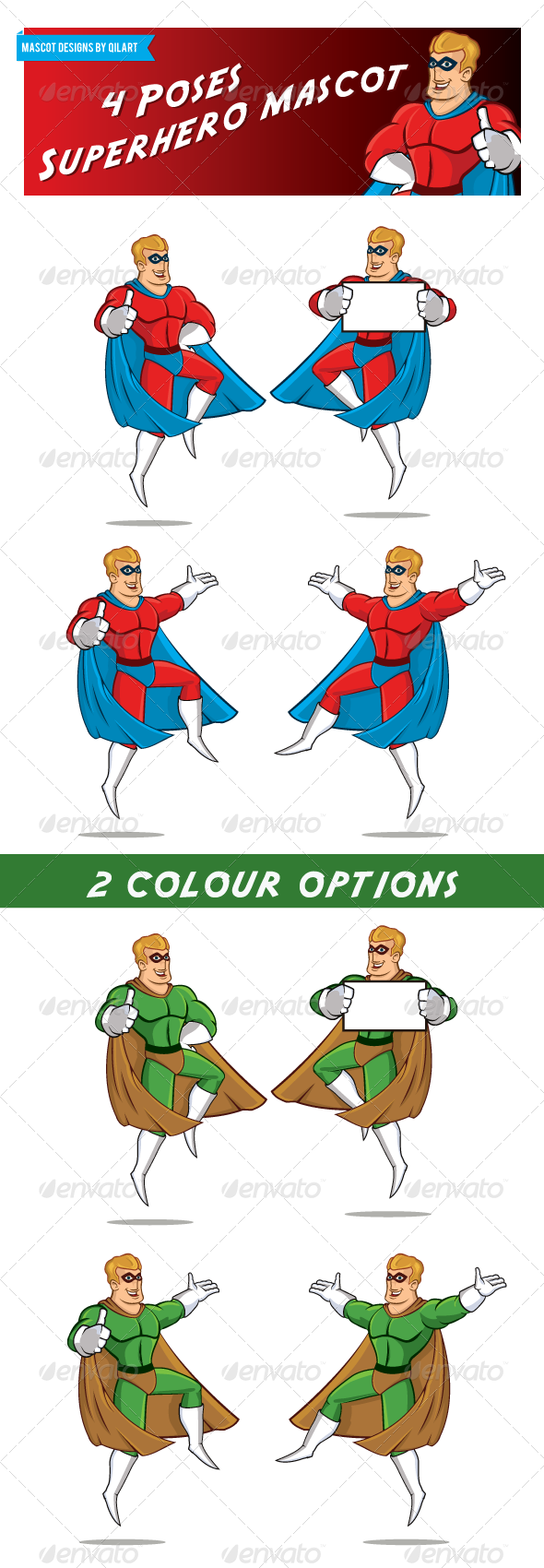 4 Pose Superhero Mascot