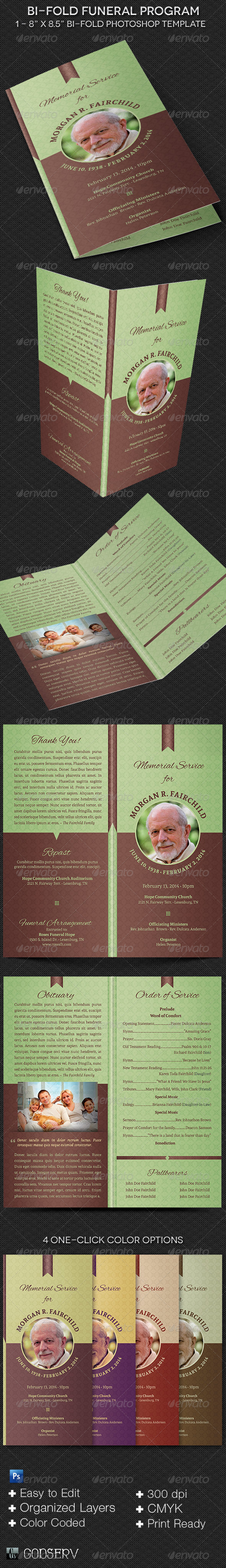 Bi-fold Funeral Program Template - Informational Brochures
