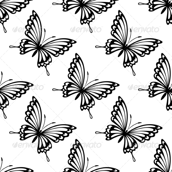 Seamless Pattern of Flying Butterflies Seamless Pattern of Flying Butterflies