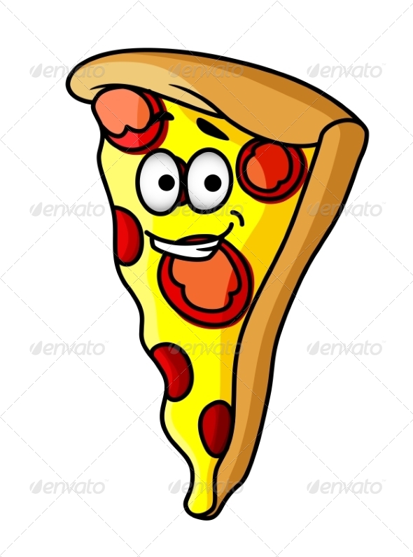 Slice of Happy Cheesy Pepperoni Pizza - Food Objects