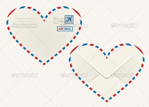 Heart Shaped Airmail Envelope - Man-made objects Objects