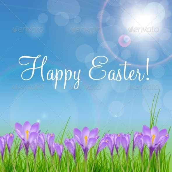 Happy Easter Card with Crocuses Happy Easter Card with Crocuses