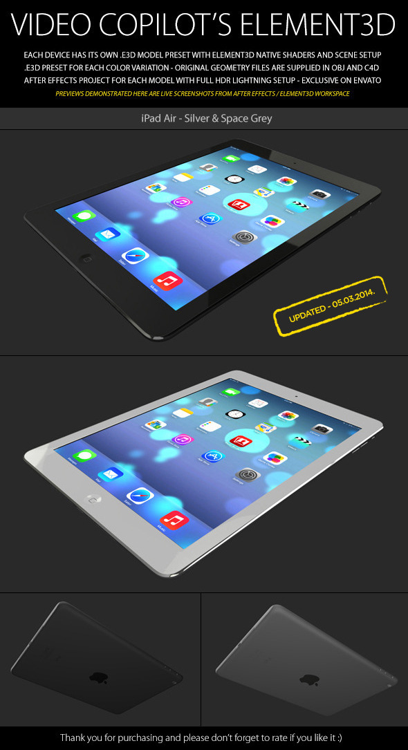 Element3D - iPad Air - 3DOcean Item for Sale