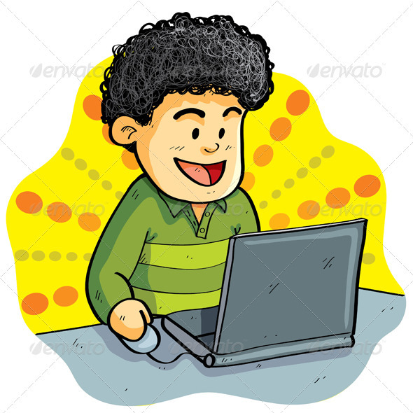 Boy Playing Laptop