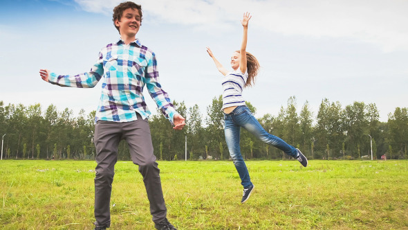 Teens Having Fun on the Meadow Teens Having Fun on the Meadow