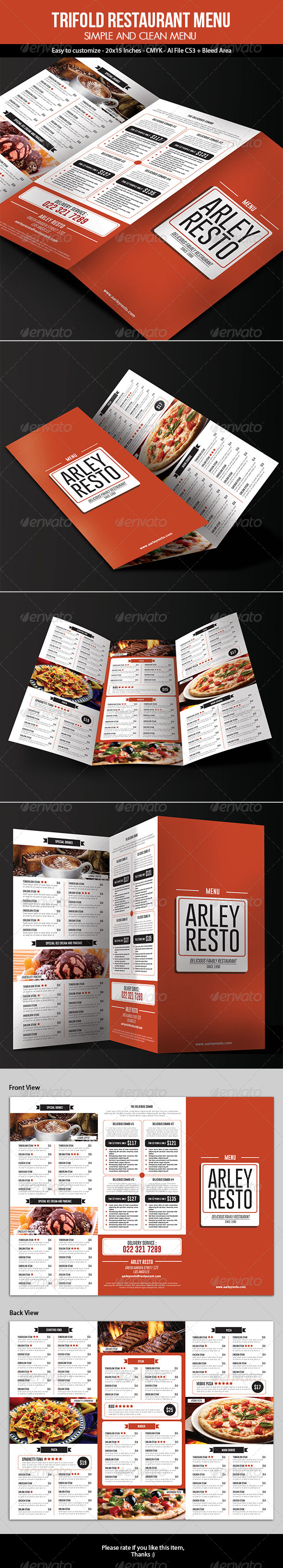 Trifold Restaurant Menu