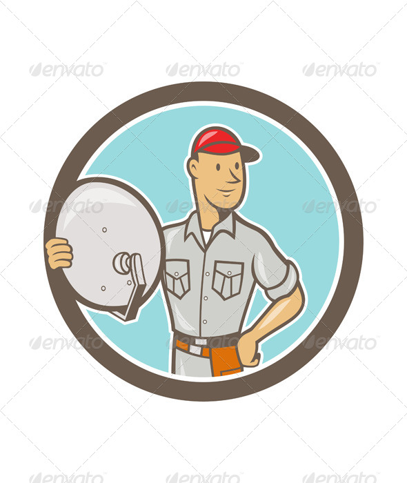 Cable TV Installer Guy Cartoon Cable TV Installer Guy Cartoon