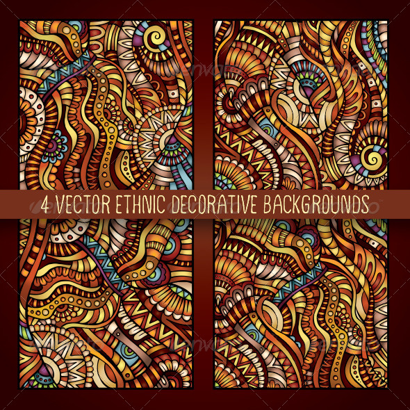 4 Decorative Ornamental Ethnic Backgrounds 4 Decorative Ornamental Ethnic Backgrounds