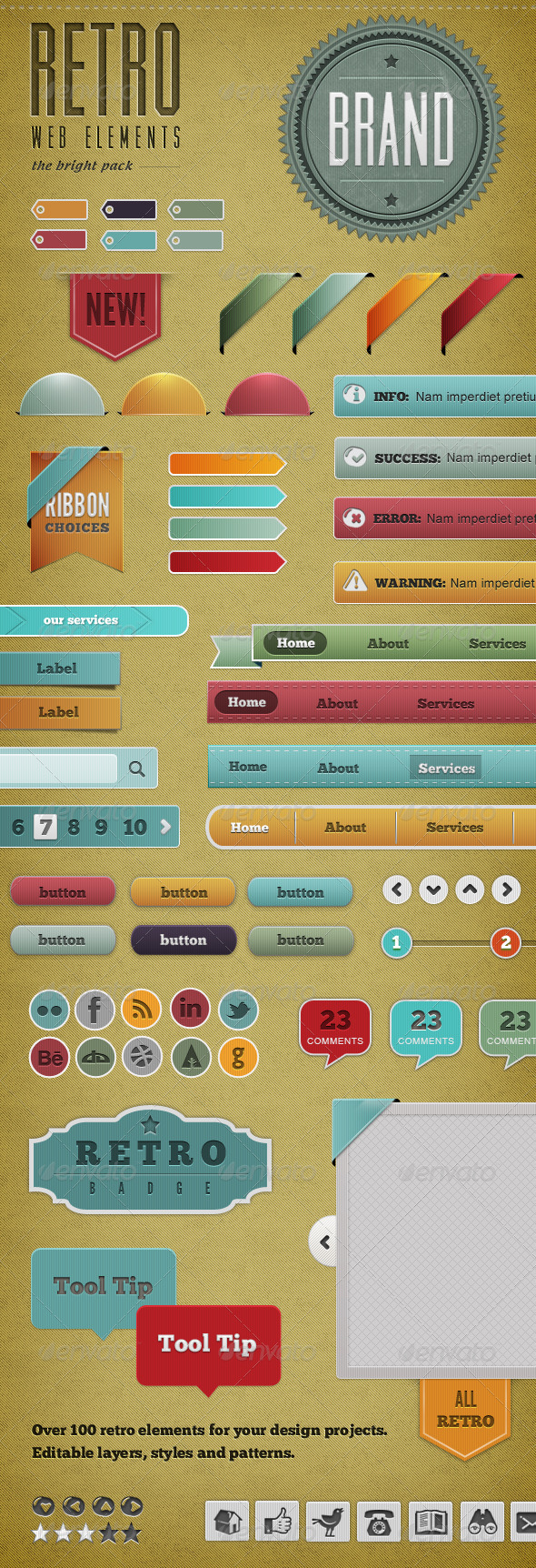 Retro Web Elements Bright Pack Retro Web Elements Bright Pack