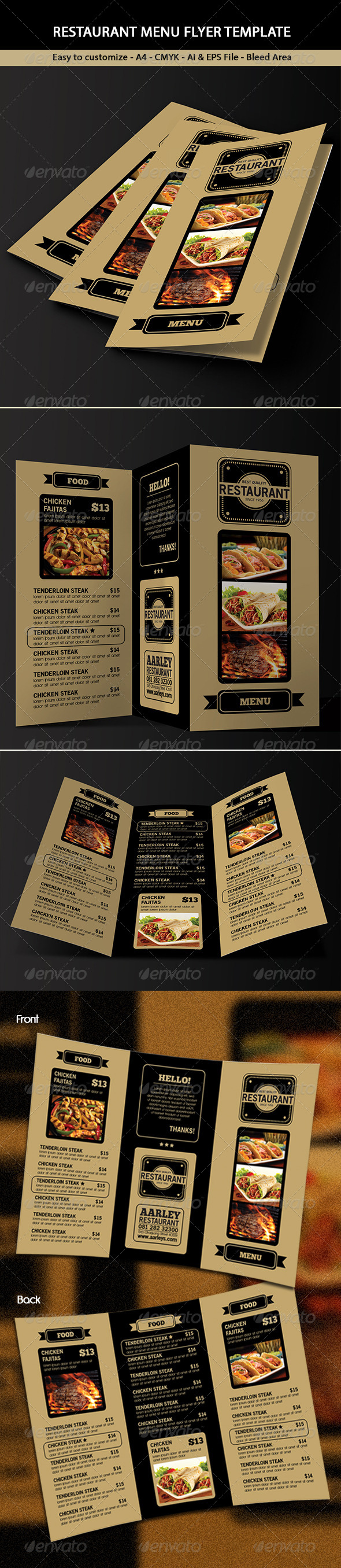 Trifold Restaurant Menu Trifold Restaurant Menu