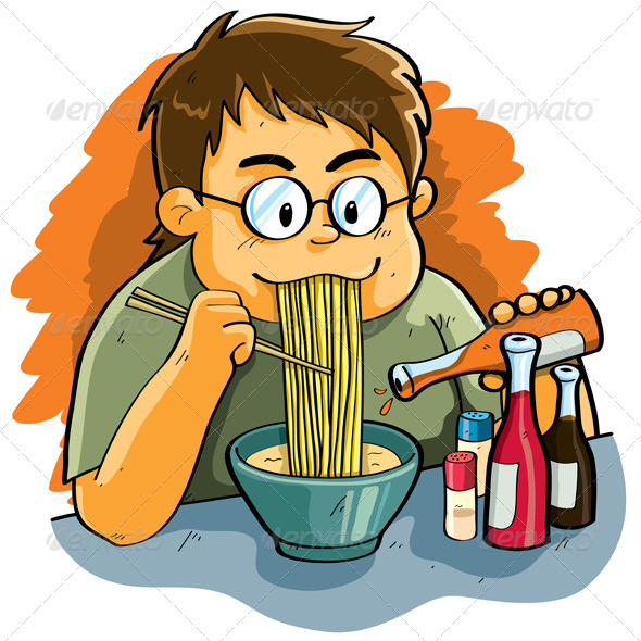 Man Eating Noodles Man Eating Noodles