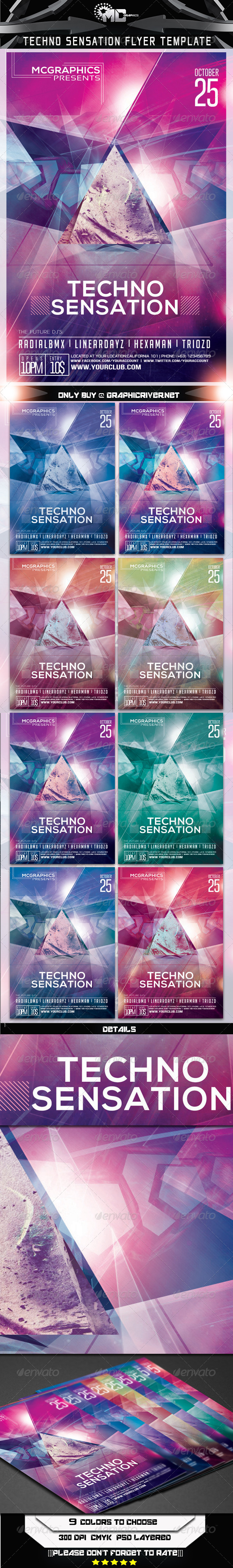 Techno Sensation Flyer Template Techno Sensation Flyer Template