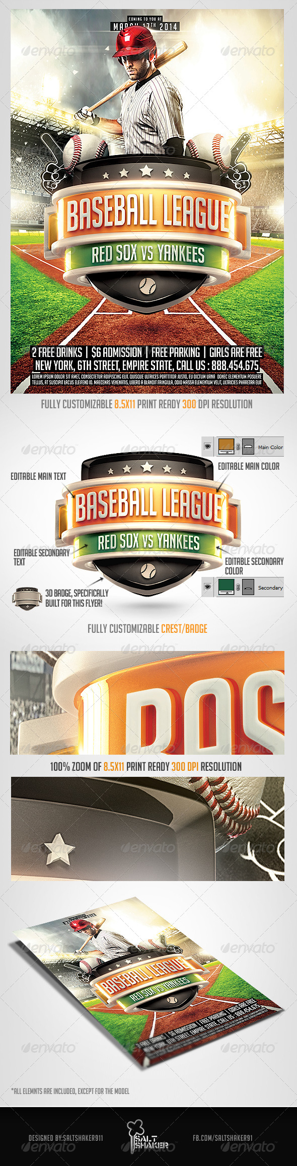 Baseball League Flyer Template - Sports Events